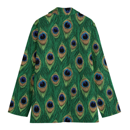 Peacock Tail Pattern Print Women's Cotton Blazer