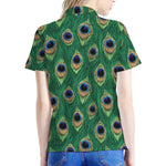 Peacock Tail Pattern Print Women's Polo Shirt
