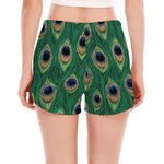 Peacock Tail Pattern Print Women's Split Running Shorts