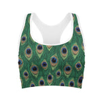 Peacock Tail Pattern Print Women's Sports Bra