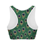 Peacock Tail Pattern Print Women's Sports Bra