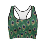 Peacock Tail Pattern Print Women's Sports Bra