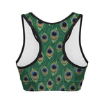 Peacock Tail Pattern Print Women's Sports Bra