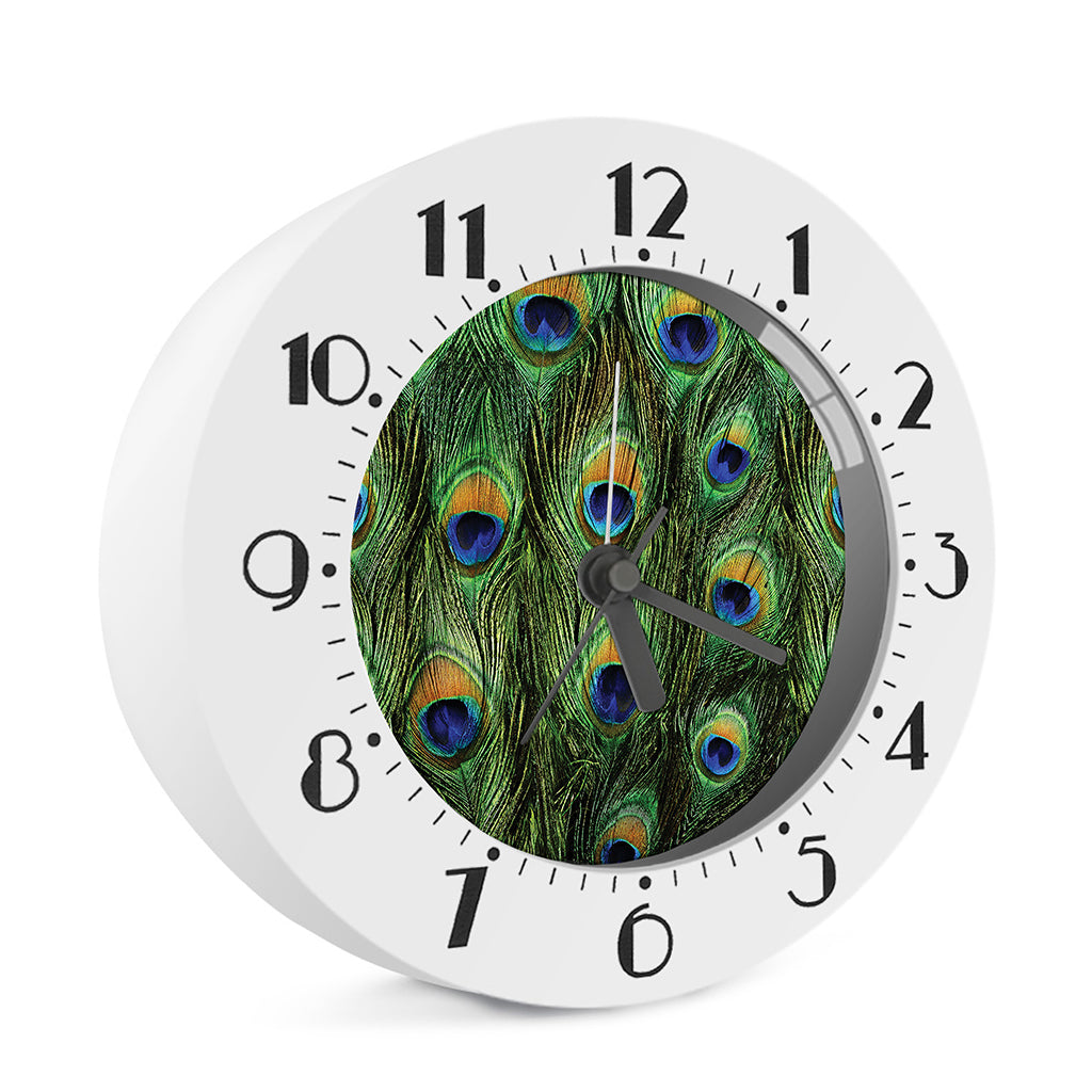 Peacock Tail Print Alarm Clock