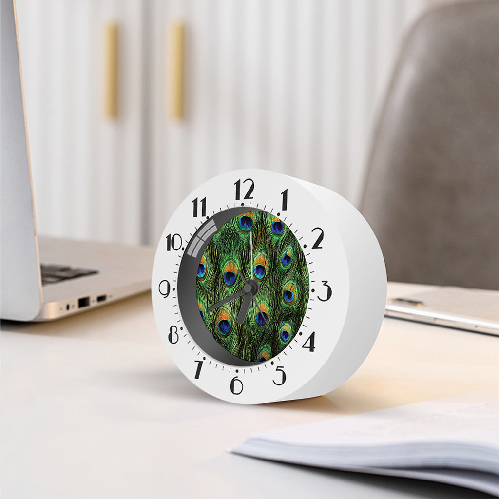 Peacock Tail Print Alarm Clock