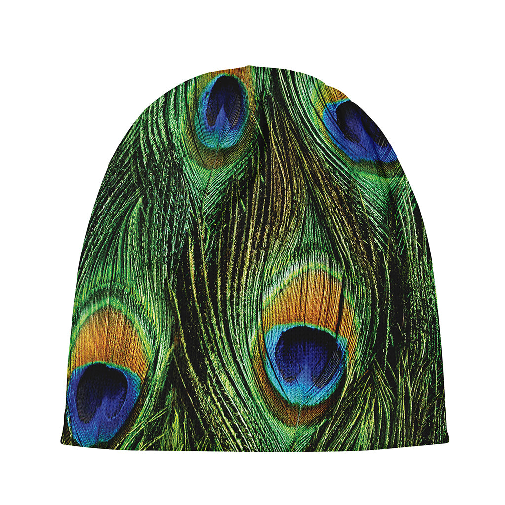Peacock Tail Print Beanie