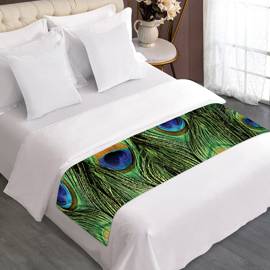 Peacock Tail Print Bed Runner