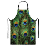 Peacock Tail Print Bib Apron With Pocket