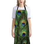 Peacock Tail Print Bib Apron With Pocket