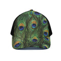 Peacock Tail Print Black Mesh Trucker Hat