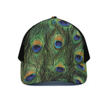 Peacock Tail Print Black Mesh Trucker Cap