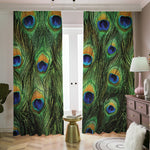 Peacock Tail Print Blackout Pencil Pleat Curtains