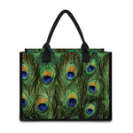 Peacock Tail Print Canvas Tote Bag