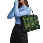 Peacock Tail Print Canvas Tote Bag