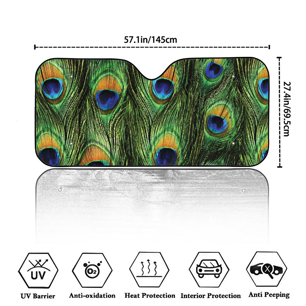 Peacock Tail Print Car Windshield Sun Shade