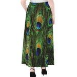 Peacock Tail Print Chiffon Maxi Skirt