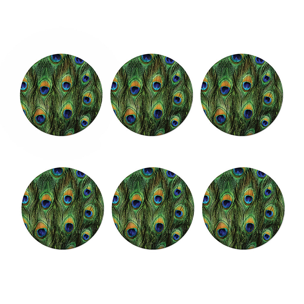 Peacock Tail Print Coaster Set