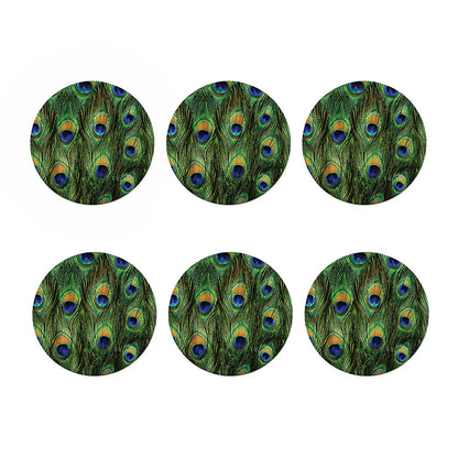 Peacock Tail Print Coaster Set