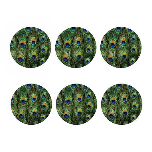 Peacock Tail Print Coaster Set