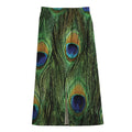 Peacock Tail Print Cotton Front Slit Maxi Skirt