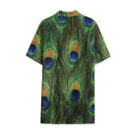 Peacock Tail Print Cotton Hawaiian Shirt