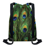 Peacock Tail Print Drawstring Backpack