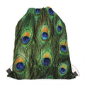 Peacock Tail Print Drawstring Bag