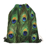 Peacock Tail Print Drawstring Bag