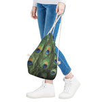 Peacock Tail Print Drawstring Bag