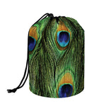 Peacock Tail Print Drawstring Makeup Bag
