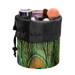 Peacock Tail Print Drawstring Makeup Bag