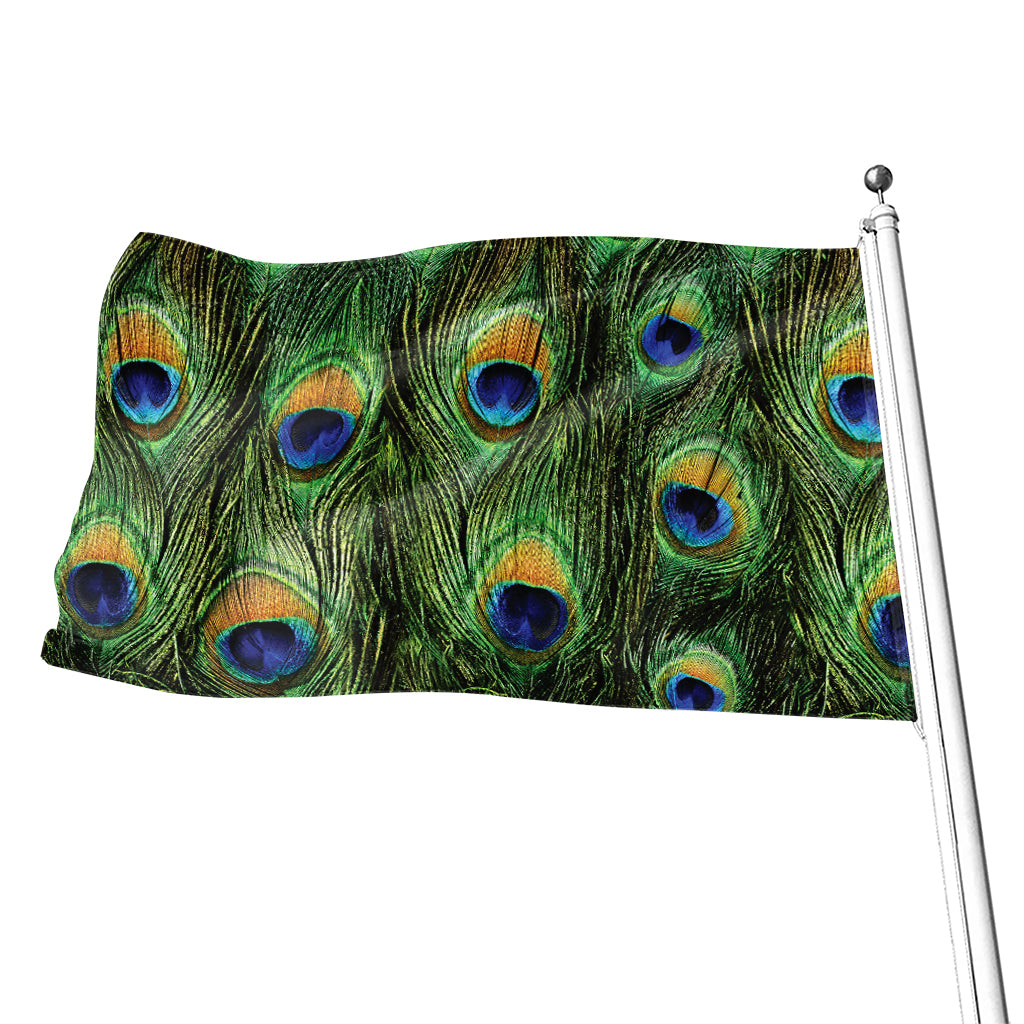 Peacock Tail Print Flag