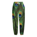 Peacock Tail Print Fleece Lined Knit Pants