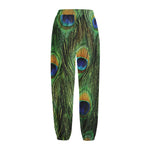 Peacock Tail Print Fleece Lined Knit Pants
