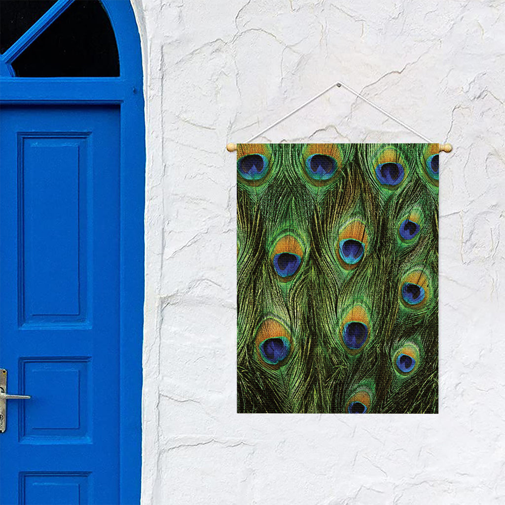 Peacock Tail Print Garden Flag
