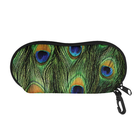 Peacock Tail Print Glasses Case