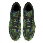 Peacock Tail Print High Top Leather Sneakers