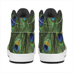 Peacock Tail Print High Top Leather Sneakers
