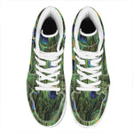 Peacock Tail Print High Top Leather Sneakers
