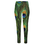 Peacock Tail Print High-Waisted Pocket Leggings