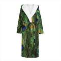 Peacock Tail Print Hooded Bathrobe
