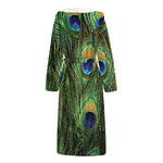 Peacock Tail Print Hooded Bathrobe