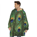 Peacock Tail Print Hoodie Blanket