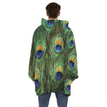 Peacock Tail Print Hoodie Blanket