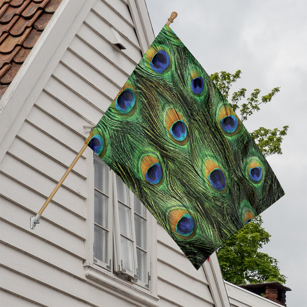 Peacock Tail Print House Flag
