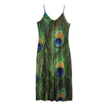 Peacock Tail Print Jersey Midi Cami Dress