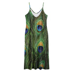 Peacock Tail Print Jersey Midi Cami Dress