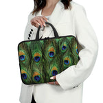 Peacock Tail Print Laptop Sleeve With Handle