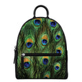 Peacock Tail Print Leather Backpack