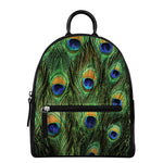 Peacock Tail Print Leather Backpack